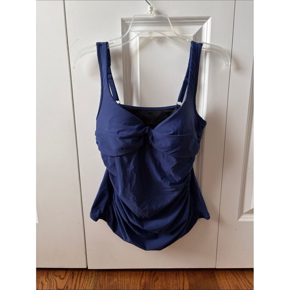 Talbots Navy Blue Ruched Tankini Top Size 8